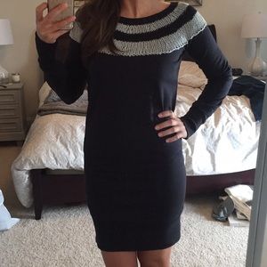 Insight Black Sweater Dress with Knit Neck